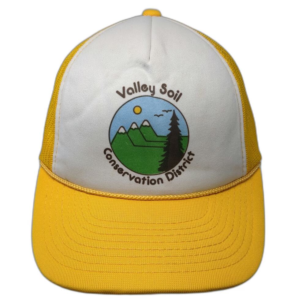 Hanes Trucker Hat Yellow One Size Snapback Mesh Valley Soil Conservation Dist